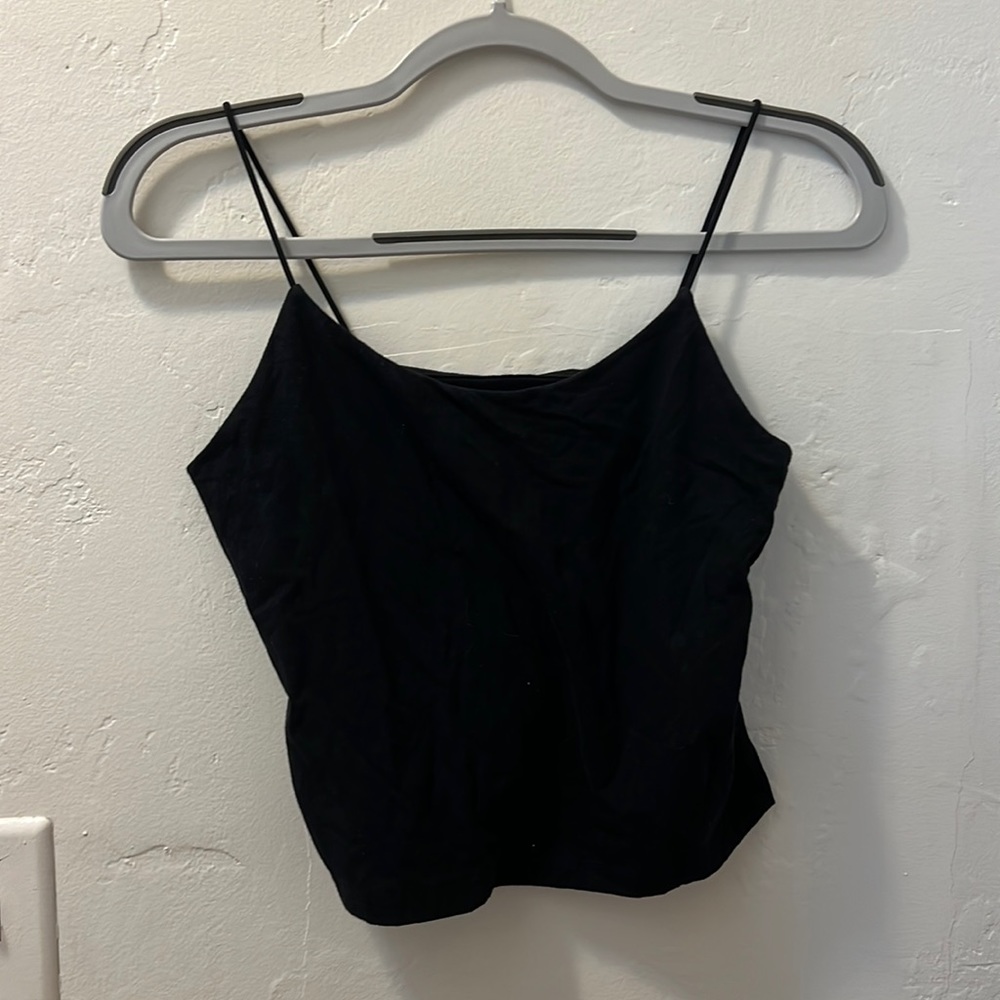 Black spaghetti strap tank top cropped cotton